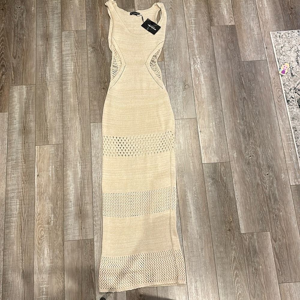 Tall cream crochet maxi
